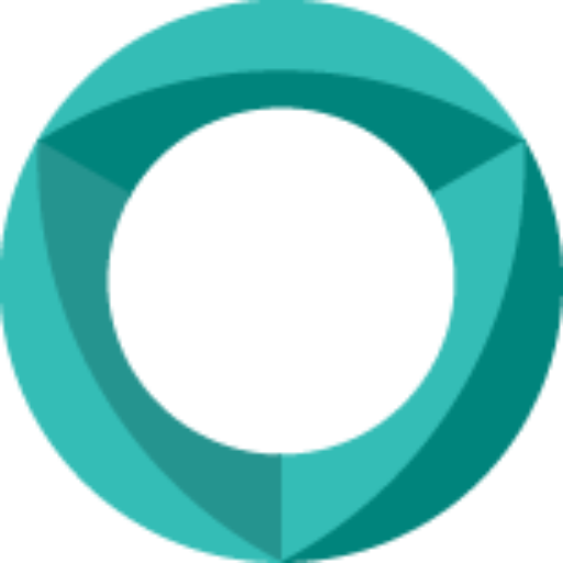 Teal circular Opus Operations logo with triangular shapes